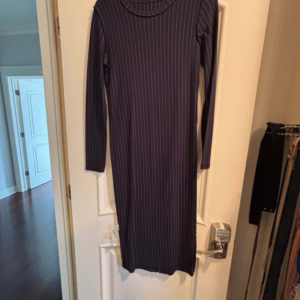 Chic Long Sleeve Navy Striped Dress